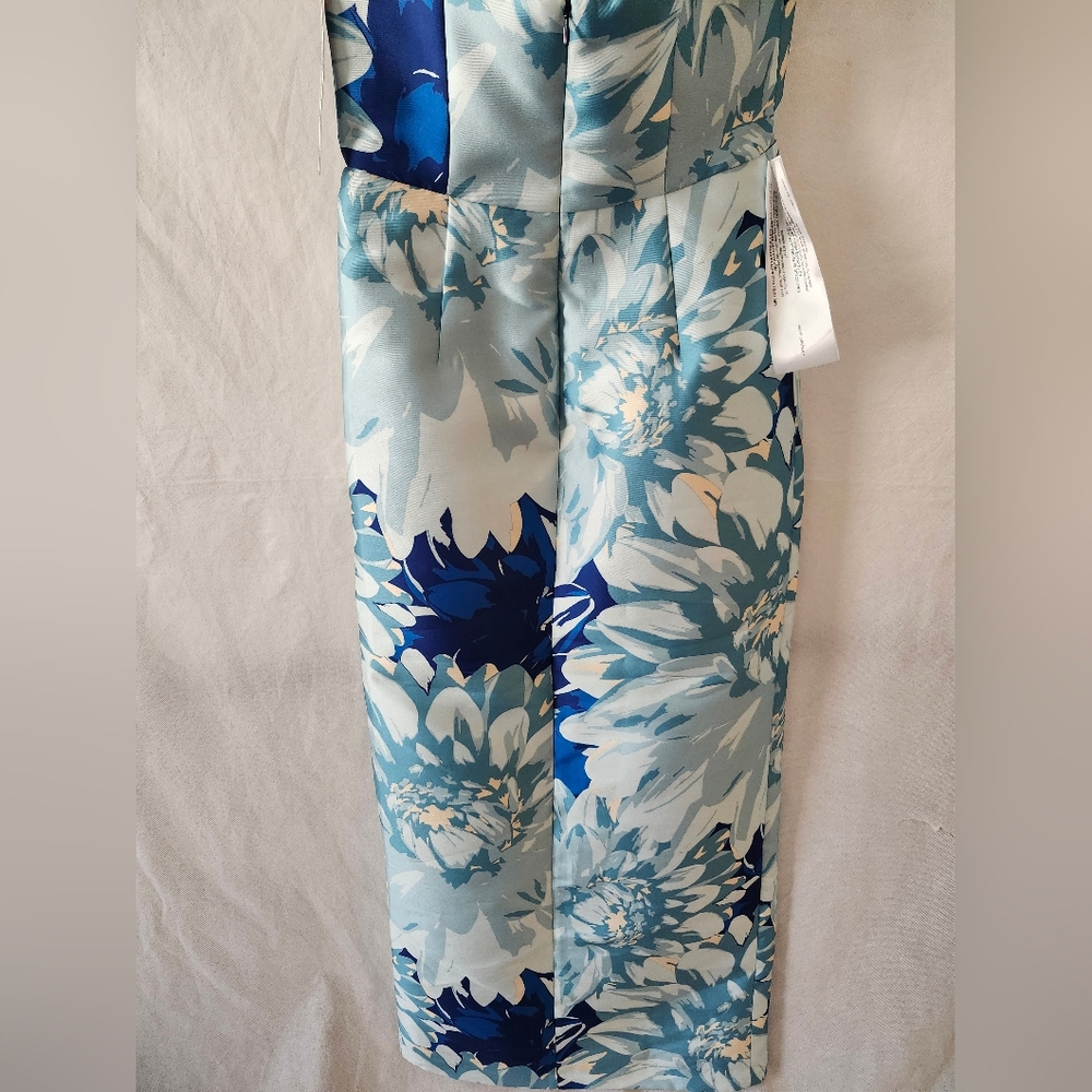 Kay Unger Lucienne Strapless Column Gown In Nile Blue Midnight Sz 6 - Picture 10 of 11